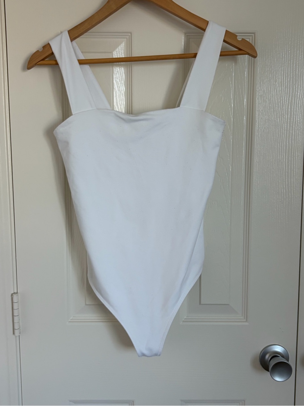 Abercrombie & Fitch Women's Size S White Square Neck Bodysuit Soft Collection